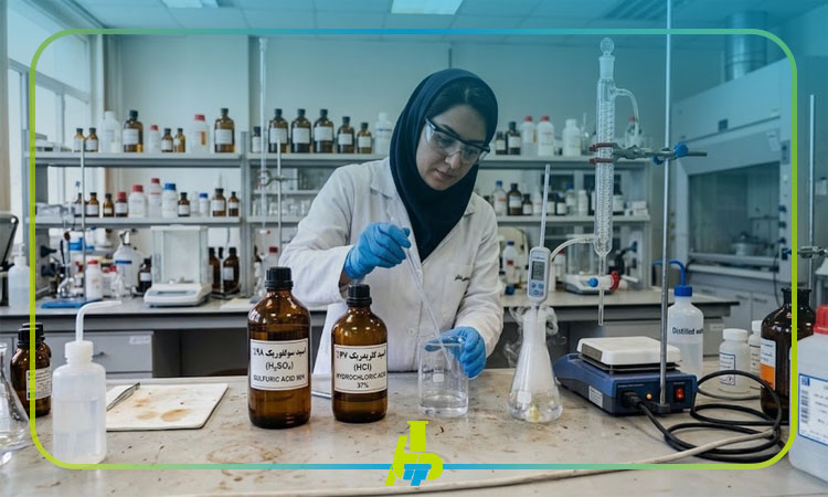 قیمت و خرید اسید سولفوریک و اسید کلریدریک آزمایشگاهی؛ راهنمای جامع انتخاب خلوص و برند